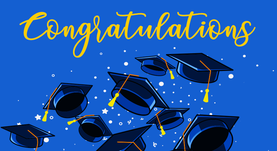 Congratulations with graduation caps
